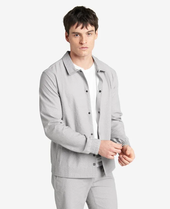 Jackets and Outerwear Men Kenneth Cole Printed Performance Seersucker Jacket Grey