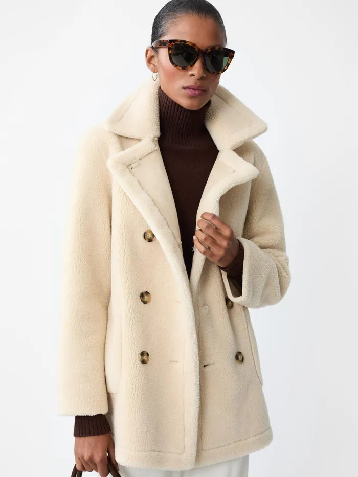 Jackets and Outerwear Women JMcLaughlin Agata Reversible Faux Fur Coat Cream