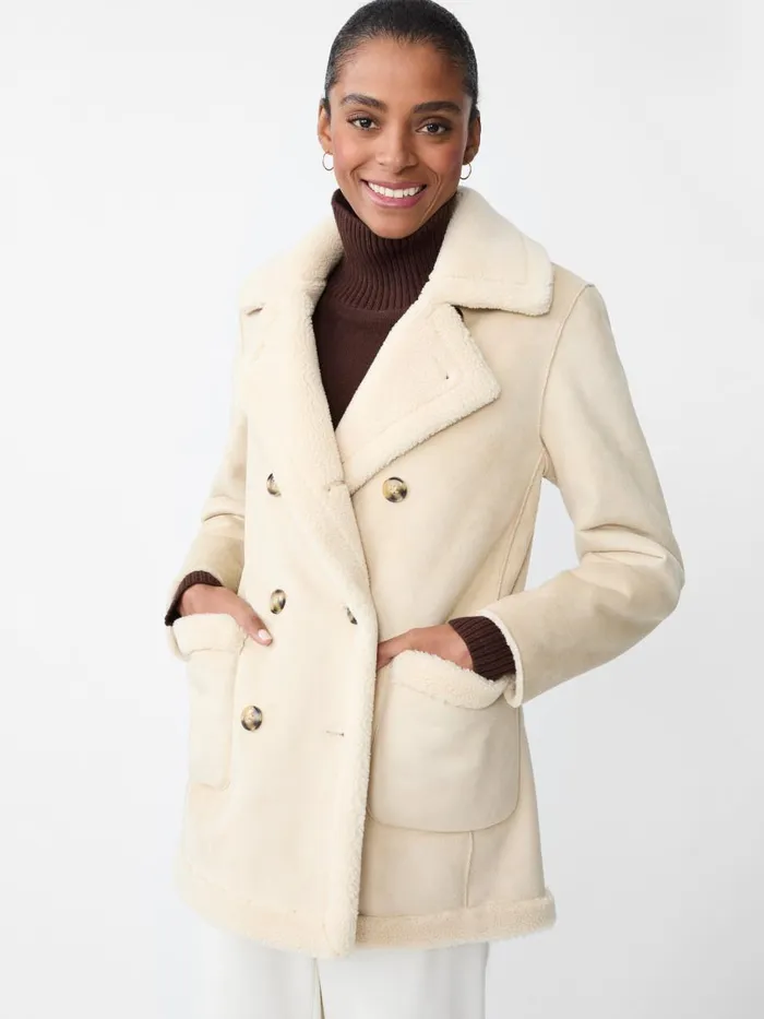 Jackets and Outerwear Women JMcLaughlin Agata Reversible Faux Fur Coat Cream