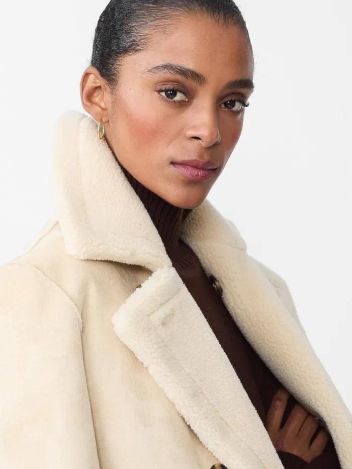 Jackets and Outerwear Women JMcLaughlin Agata Reversible Faux Fur Coat Cream