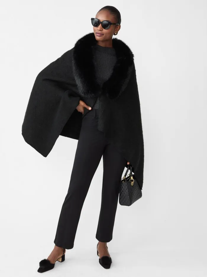 Jackets and Outerwear Women JMcLaughlin Bianca Cape With Faux Fur Collar Black