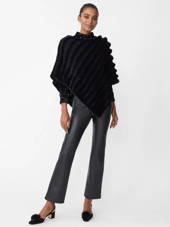 Jackets and Outerwear Women JMcLaughlin Cortina Faux Fur Poncho Black Jackets and Outerwear Women JMcLaughlin Cortina Faux Fur Poncho Black