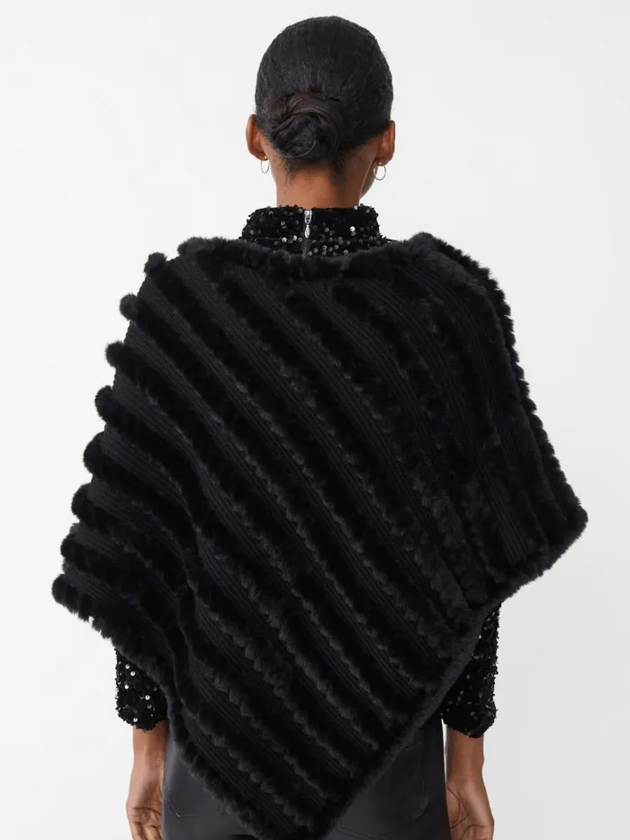 Jackets and Outerwear Women JMcLaughlin Cortina Faux Fur Poncho Black Jackets and Outerwear Women JMcLaughlin Cortina Faux Fur Poncho Black