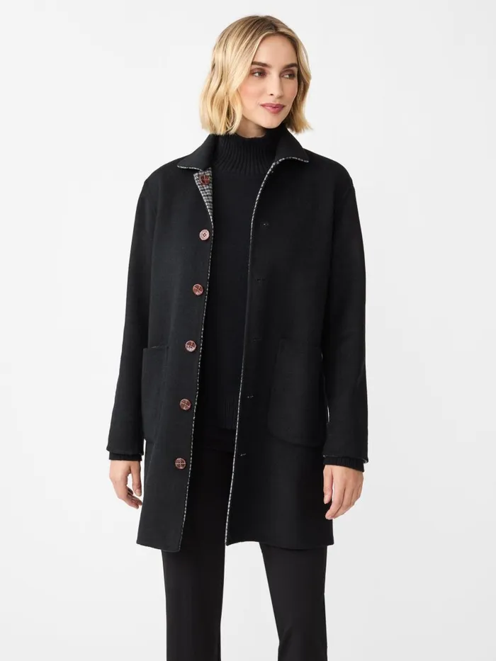 Jackets and Outerwear Women JMcLaughlin Frade Reversible Wool Coat In Houndstooth Blackcharcoalgray Jackets and Outerwear Women JMcLaughlin Frade Reversible Wool Coat In Houndstooth Blackcharcoalgray