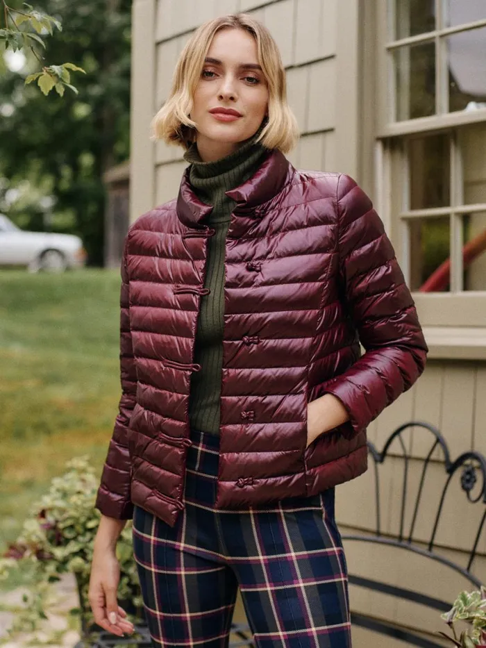 Jackets and Outerwear Women JMcLaughlin Hayes Puffer Jacket Shiny Wine