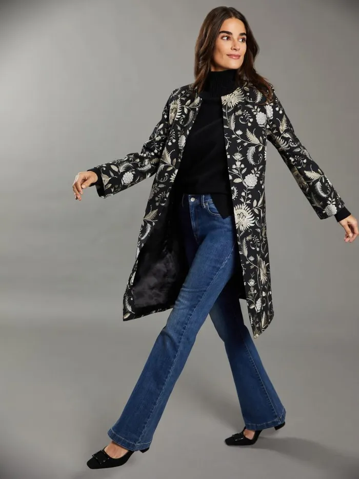 Jackets and Outerwear Women JMcLaughlin Judy Coat In Garden Embroidery RSVP X Steven Stolman Black Jackets and Outerwear Women JMcLaughlin Judy Coat In Garden Embroidery RSVP X Steven Stolman Black