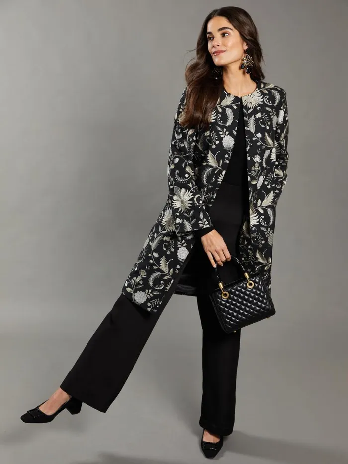 Jackets and Outerwear Women JMcLaughlin Judy Coat In Garden Embroidery RSVP X Steven Stolman Black Jackets and Outerwear Women JMcLaughlin Judy Coat In Garden Embroidery RSVP X Steven Stolman Black