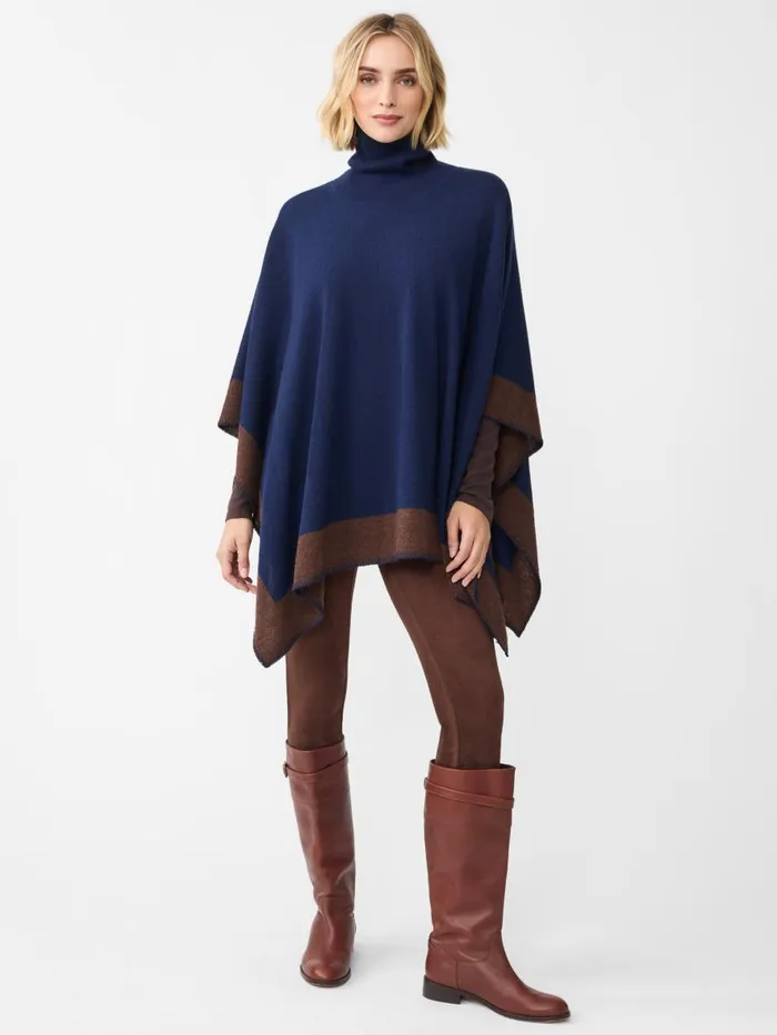 Jackets and Outerwear Women JMcLaughlin Noelle Cashmere Poncho In Color Block Navybrown Jackets and Outerwear Women JMcLaughlin Noelle Cashmere Poncho In Color Block Navybrown