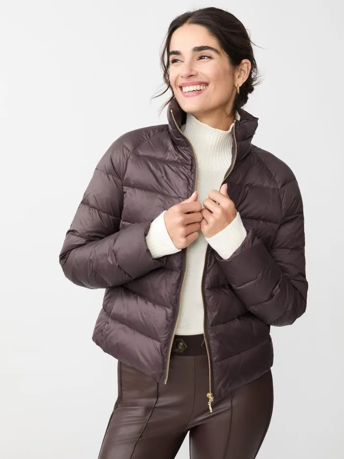Jackets and Outerwear Women JMcLaughlin Nomi Puffer Jacket With Faux Fur Vest Dark Brown