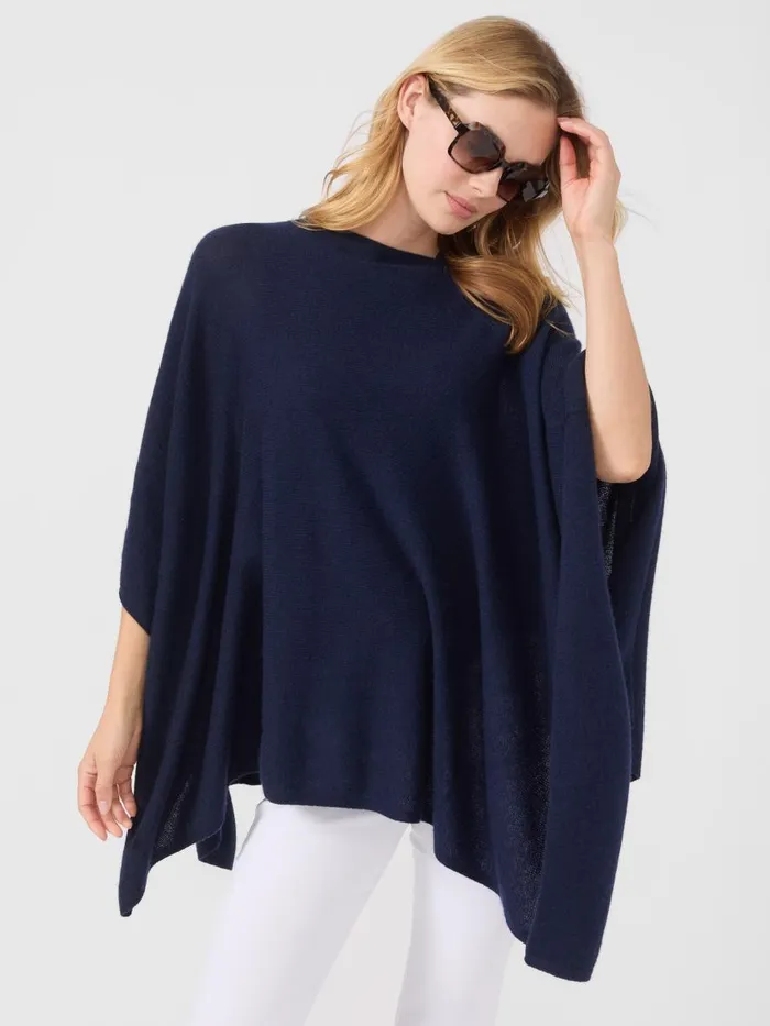 Jackets and Outerwear Women JMcLaughlin Rale Cashmere Poncho Navy