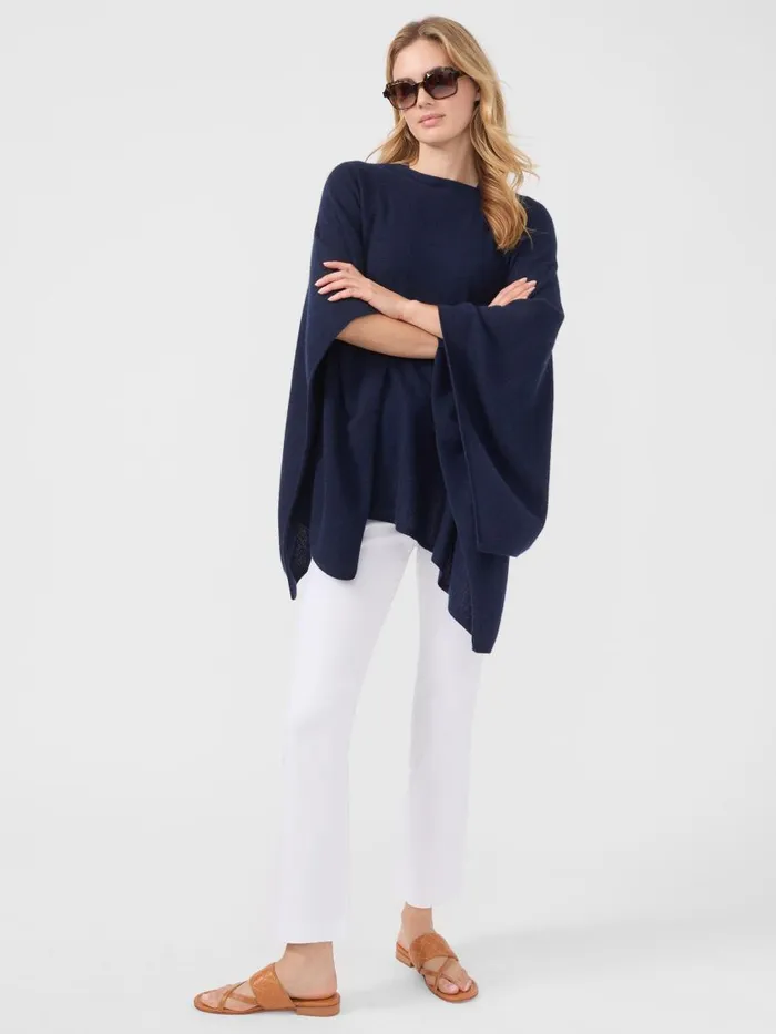 Jackets and Outerwear Women JMcLaughlin Rale Cashmere Poncho Navy
