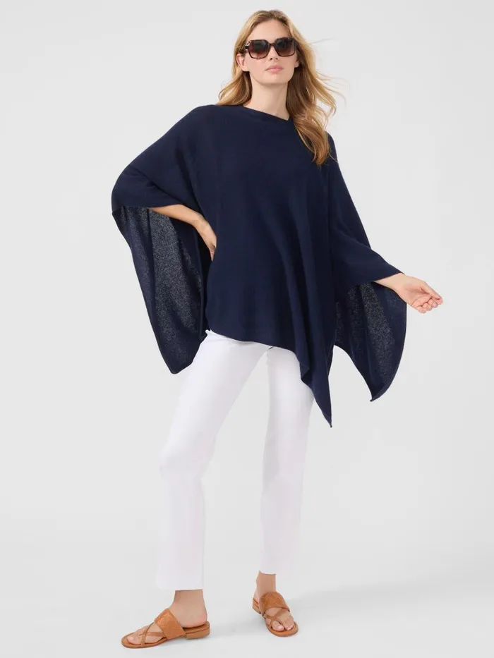 Jackets and Outerwear Women JMcLaughlin Rale Cashmere Poncho Navy