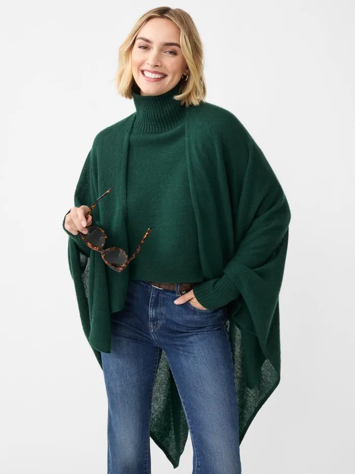 Jackets and Outerwear Women JMcLaughlin Rossi Cashmere Wrap Emerald Green
