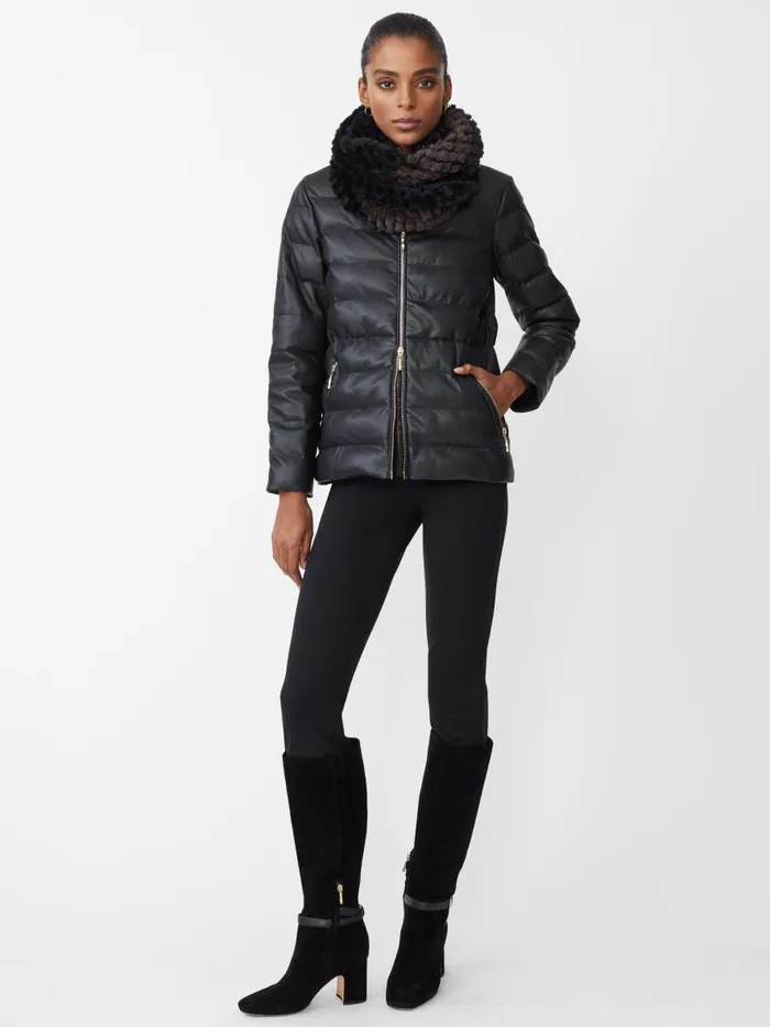 Jackets and Outerwear Women JMcLaughlin Sariah Vegan Leather Puffer Jacket Black