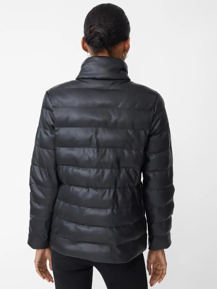 Jackets and Outerwear Women JMcLaughlin Sariah Vegan Leather Puffer Jacket Black