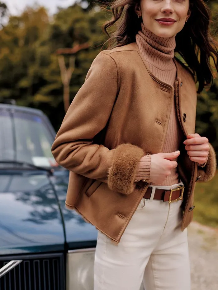 Jackets and Outerwear Women JMcLaughlin Telluride Faux Suede Jacket Sand