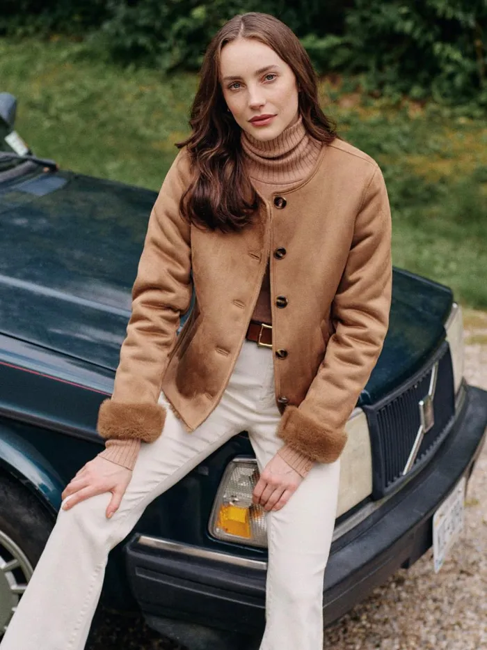 Jackets and Outerwear Women JMcLaughlin Telluride Faux Suede Jacket Sand