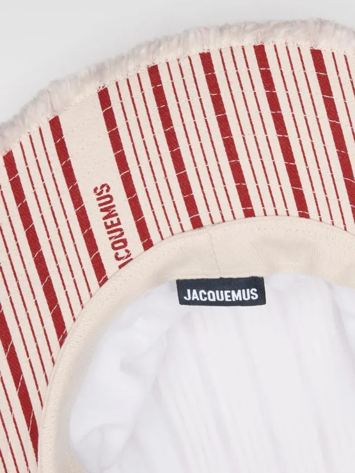 JACQUEMUS The Artichaut Bucket Hat Offwhite Red Stripes WomenMen Hats JACQUEMUS The Artichaut Bucket Hat Offwhite Red Stripes WomenMen Hats
