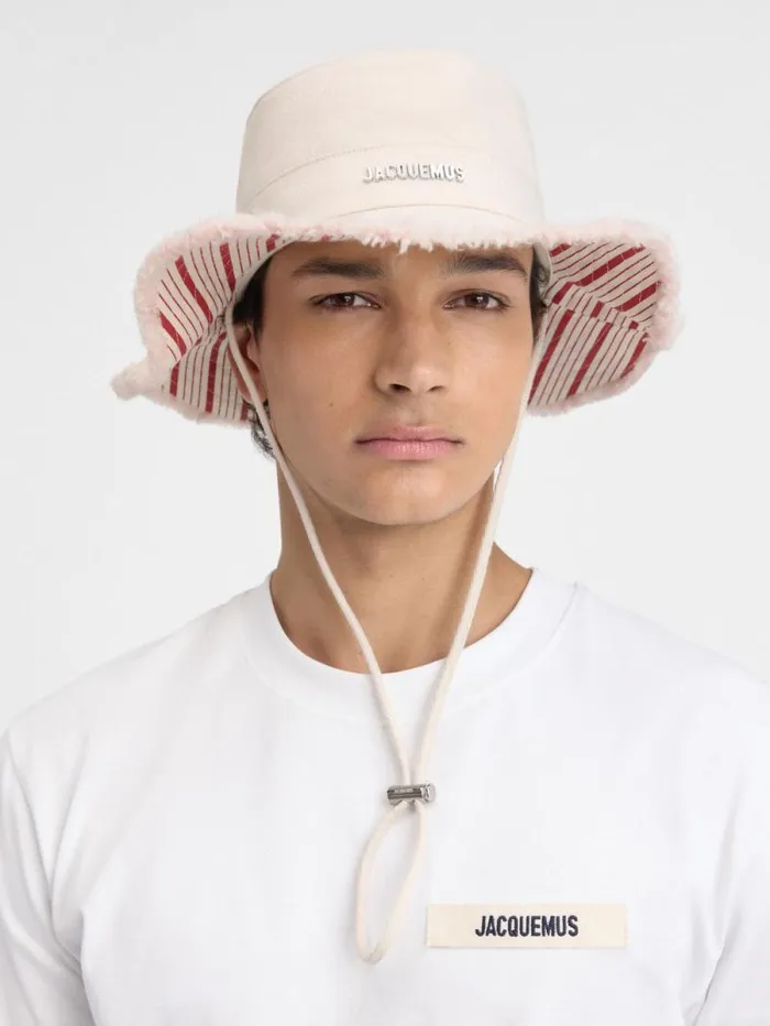 JACQUEMUS The Artichaut Bucket Hat Offwhite Red Stripes WomenMen Hats JACQUEMUS The Artichaut Bucket Hat Offwhite Red Stripes WomenMen Hats