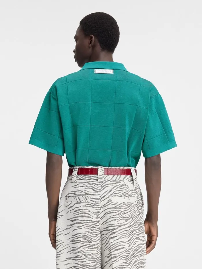 JACQUEMUS The Bacino Polo Shirt Turquoise Men Knits JACQUEMUS The Bacino Polo Shirt Turquoise Men Knits