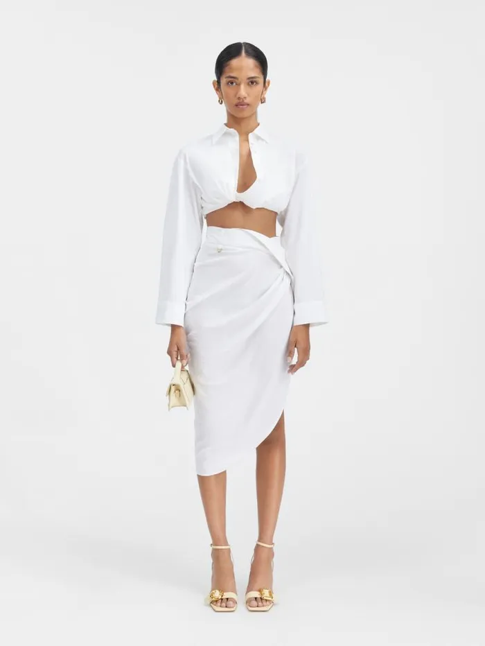 JACQUEMUS The Bahia Cropped Shirt White Women Tops and Shirts