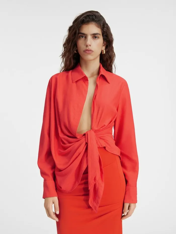 JACQUEMUS The Bahia Shirt Orange Women Tops and Shirts JACQUEMUS The Bahia Shirt Orange Women Tops and Shirts