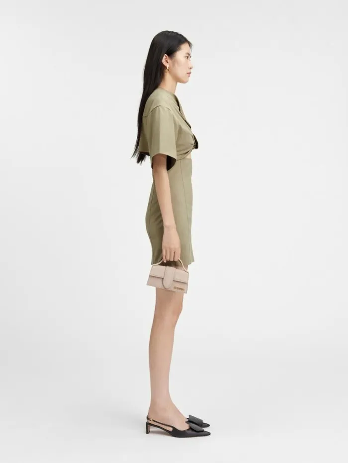 JACQUEMUS The Bahia Tshirt Dress Light Khaki Women Dresses and Skirts
