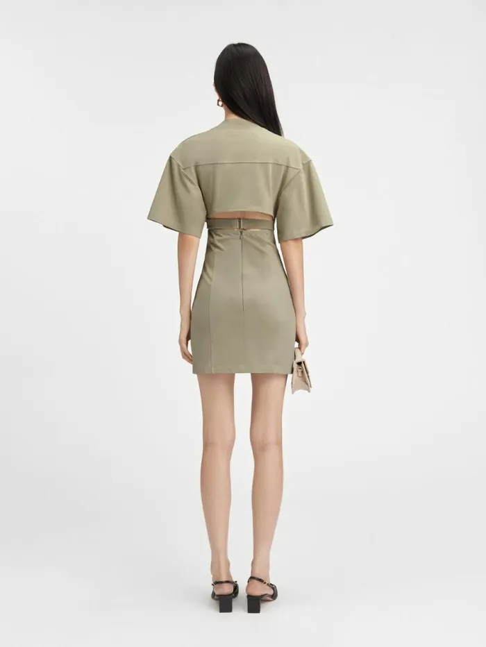 JACQUEMUS The Bahia Tshirt Dress Light Khaki Women Dresses and Skirts