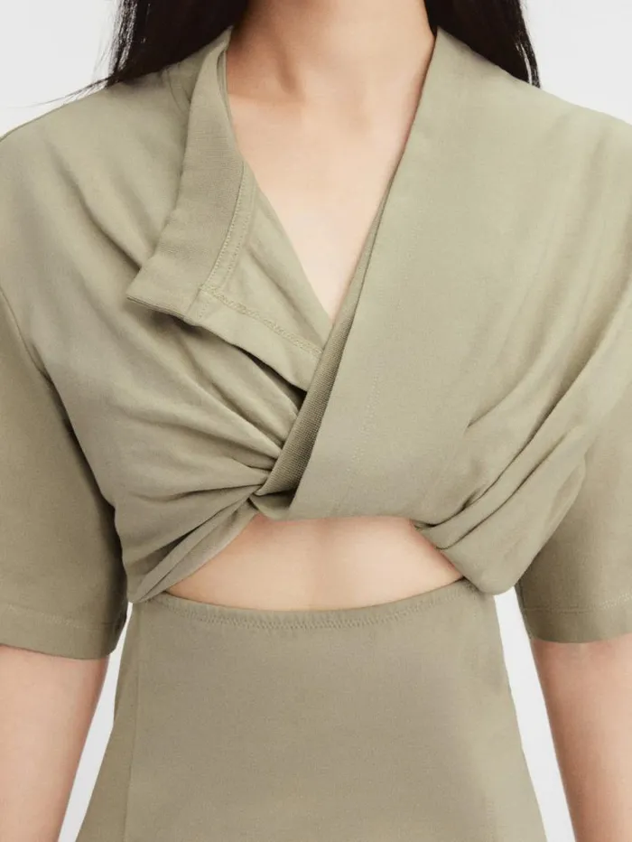 JACQUEMUS The Bahia Tshirt Dress Light Khaki Women Dresses and Skirts
