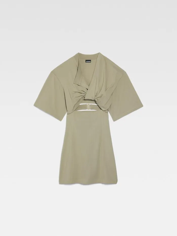 JACQUEMUS The Bahia Tshirt Dress Light Khaki Women Dresses and Skirts