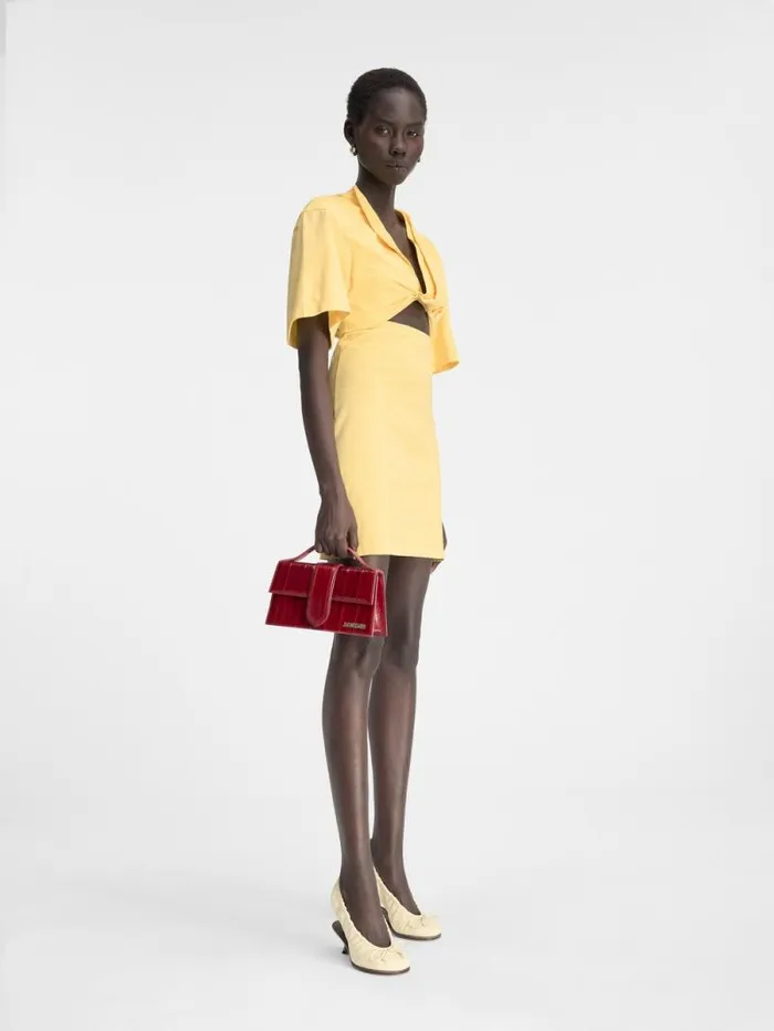 JACQUEMUS The Bahia Tshirt Dress Light Yellow Women Dresses and Skirts JACQUEMUS The Bahia Tshirt Dress Light Yellow Women Dresses and Skirts