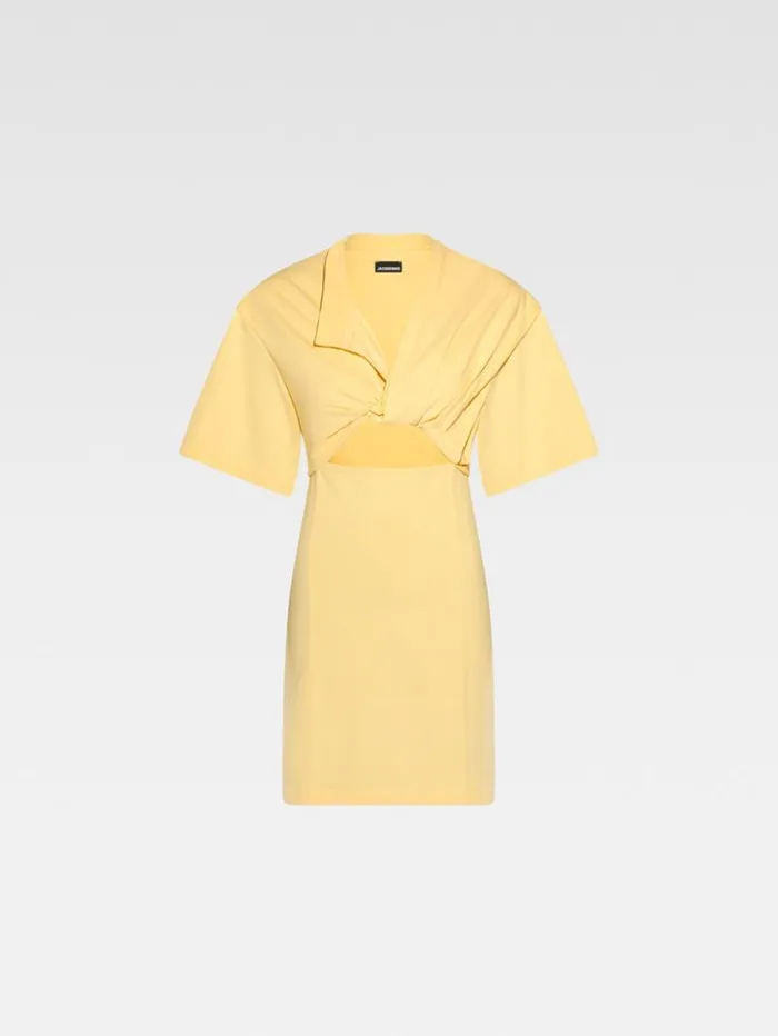 JACQUEMUS The Bahia Tshirt Dress Light Yellow Women Dresses and Skirts JACQUEMUS The Bahia Tshirt Dress Light Yellow Women Dresses and Skirts