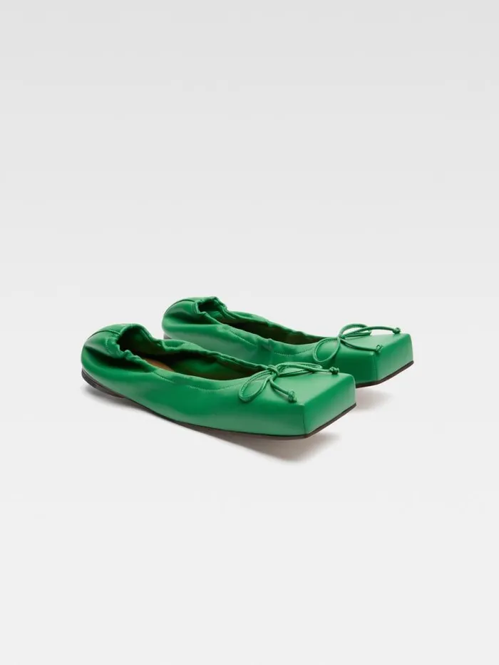 JACQUEMUS The Ballet Flats Green Women Shoes