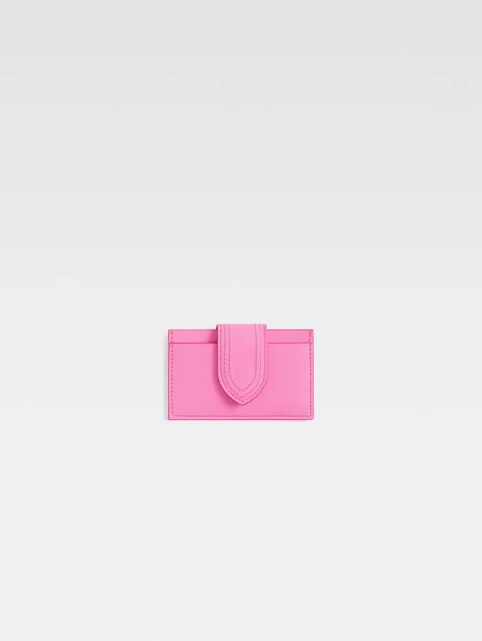 JACQUEMUS The Bambino Cardholder Neon Pink WomenMen Small Leather Goods