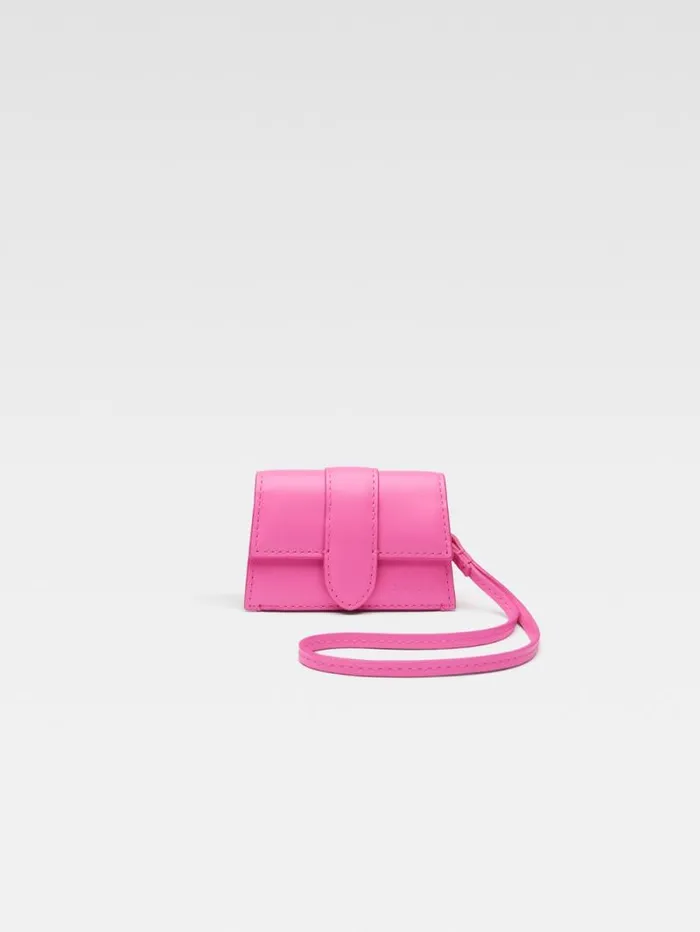 JACQUEMUS The Bambino Flap Case Neon Pink WomenMen Small Leather Goods