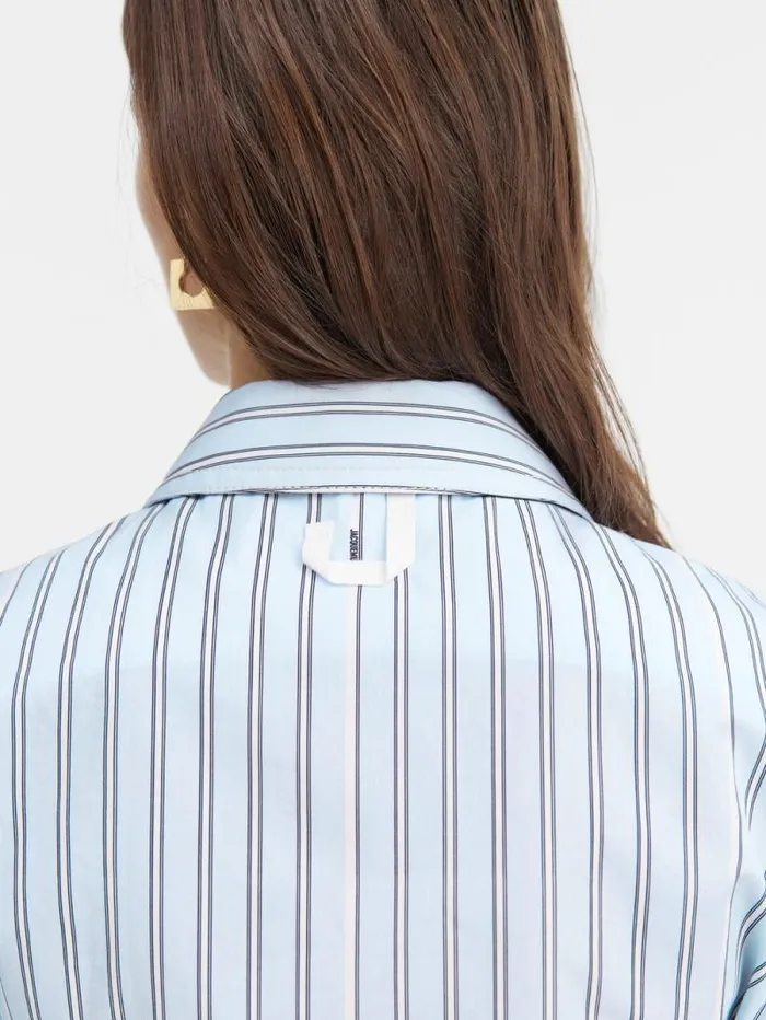JACQUEMUS The Bari Cropped Shirt Print Blue Stripes Women Tops and Shirts JACQUEMUS The Bari Cropped Shirt Print Blue Stripes Women Tops and Shirts