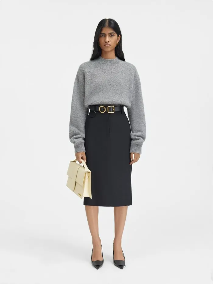 JACQUEMUS The Bari Midi Skirt Black Women Dresses and Skirts