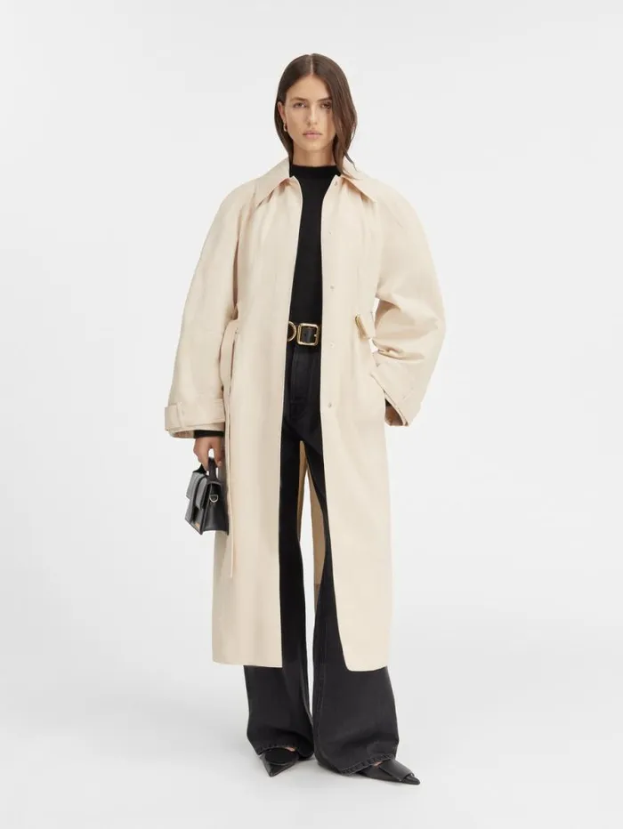 JACQUEMUS The Bari Trench Coat Beige Women Coats and Jackets
