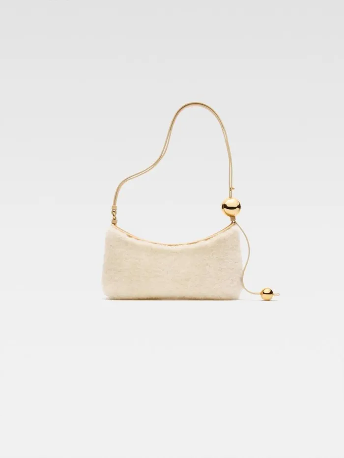 JACQUEMUS The Bisou Perle Offwhite Women Shoulder Bags JACQUEMUS The Bisou Perle Offwhite Women Shoulder Bags