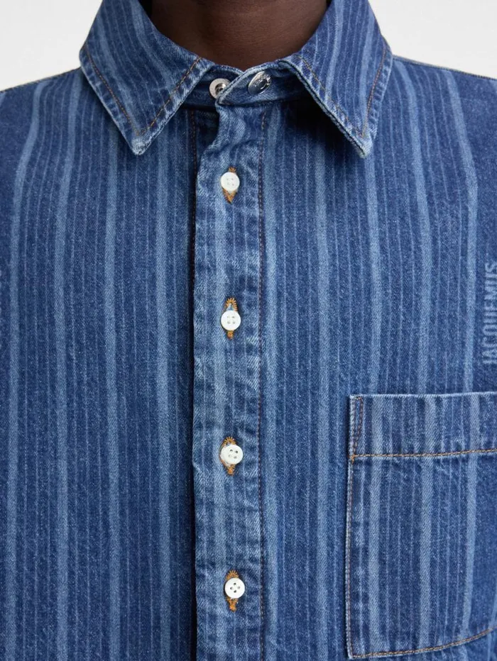 JACQUEMUS The Boulanger Shirt Print Blue Stripes Men Shirts JACQUEMUS The Boulanger Shirt Print Blue Stripes Men Shirts