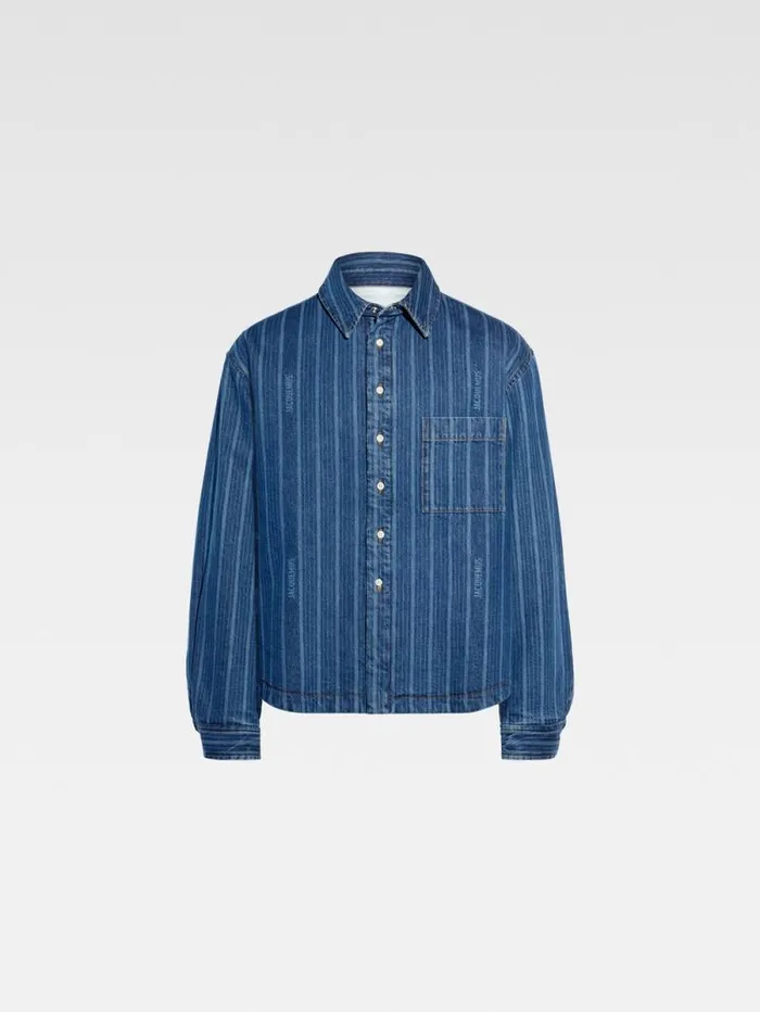 JACQUEMUS The Boulanger Shirt Print Blue Stripes Men Shirts JACQUEMUS The Boulanger Shirt Print Blue Stripes Men Shirts
