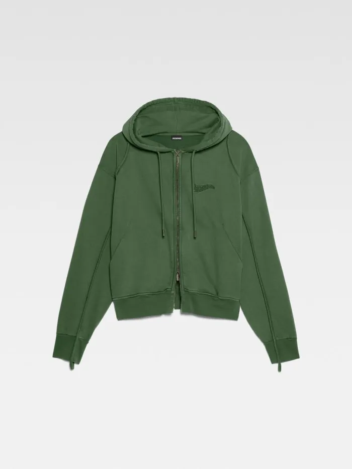 JACQUEMUS The Camargue Zipped Sweatshirt Dark Green Men Sweatshirts and Joggings JACQUEMUS The Camargue Zipped Sweatshirt Dark Green Men Sweatshirts and Joggings