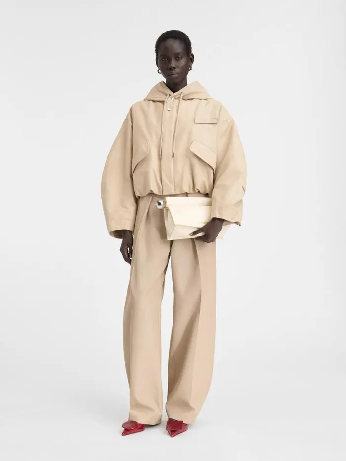 JACQUEMUS The Caraco Cropped Parka Beige Women Coats and Jackets