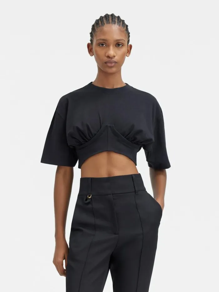 JACQUEMUS The Caraco Tshirt Black Women Tops and Shirts