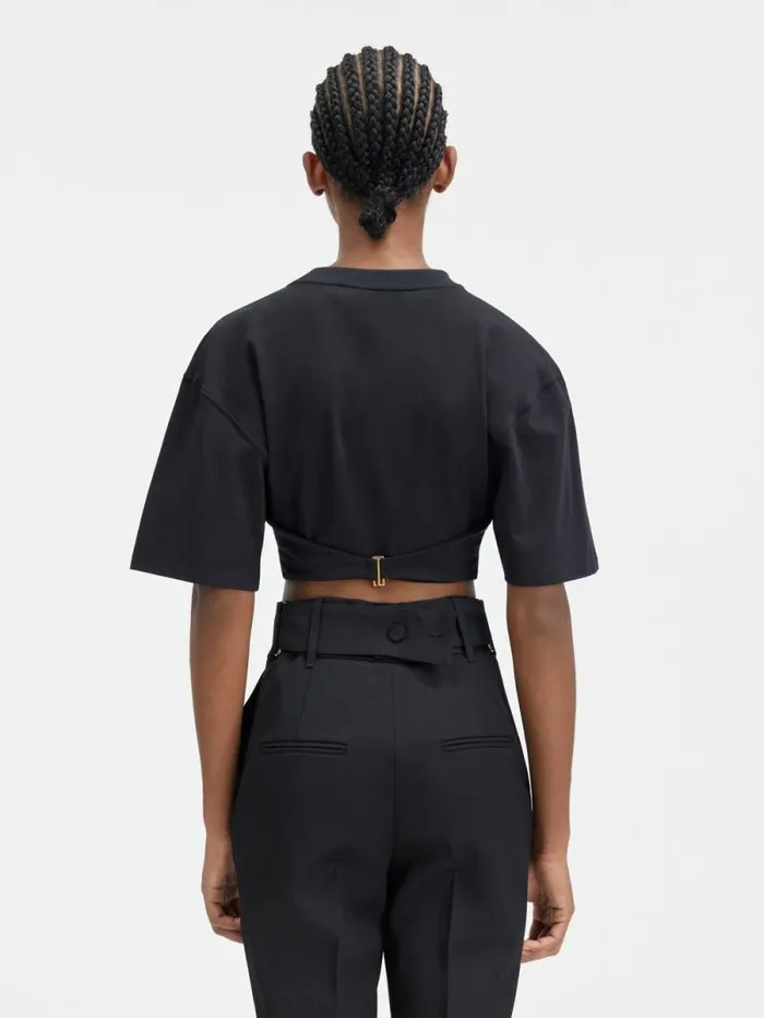 JACQUEMUS The Caraco Tshirt Black Women Tops and Shirts JACQUEMUS The Caraco Tshirt Black Women Tops and Shirts