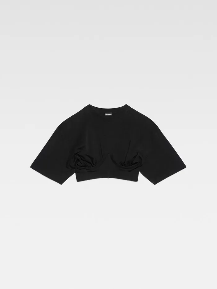 JACQUEMUS The Caraco Tshirt Black Women Tops and Shirts JACQUEMUS The Caraco Tshirt Black Women Tops and Shirts