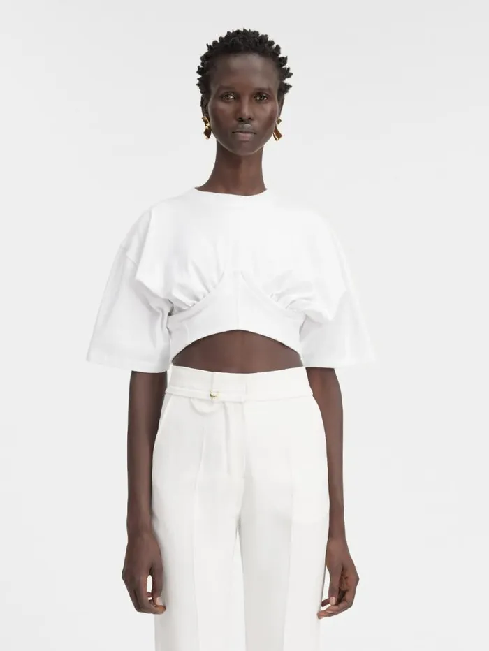 JACQUEMUS The Caraco Tshirt White Women Tops and Shirts