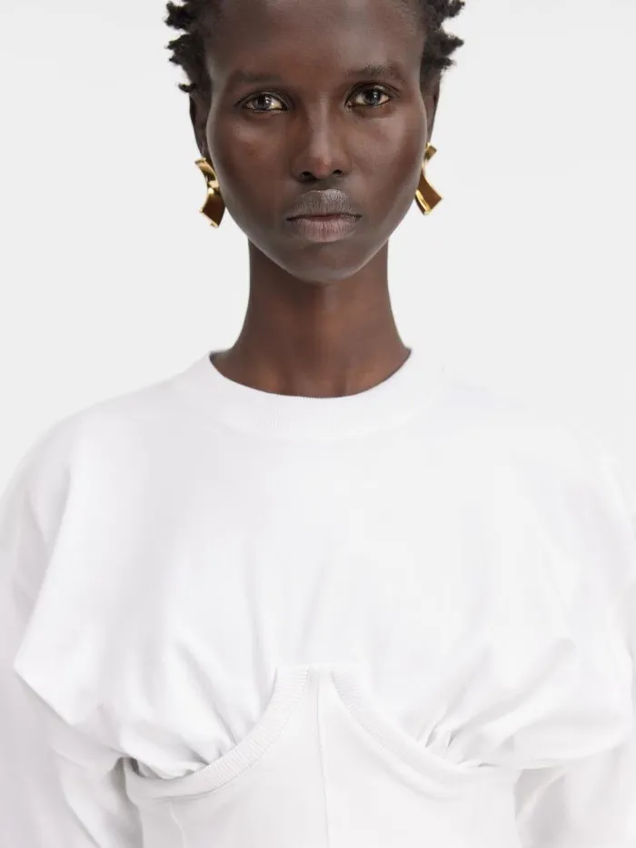 JACQUEMUS The Caraco Tshirt White Women Tops and Shirts JACQUEMUS The Caraco Tshirt White Women Tops and Shirts
