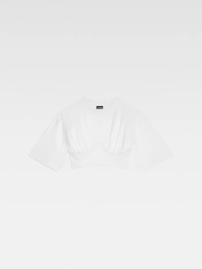 JACQUEMUS The Caraco Tshirt White Women Tops and Shirts JACQUEMUS The Caraco Tshirt White Women Tops and Shirts