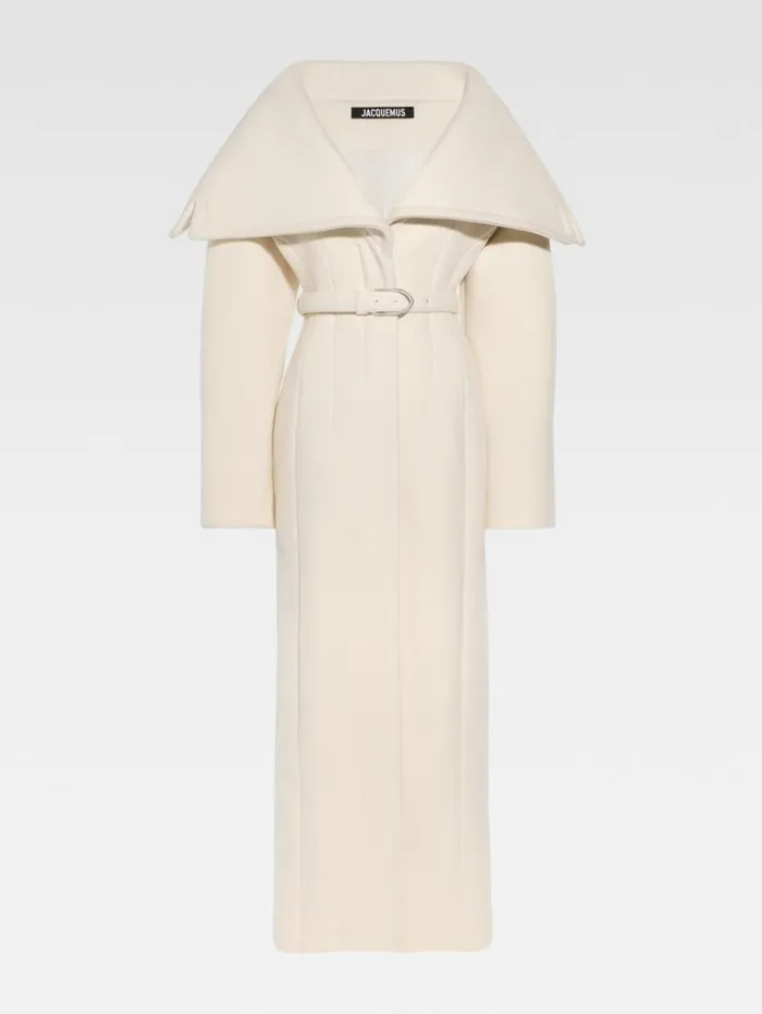 JACQUEMUS The Caruso Coat Offwhite Women Coats and Jackets JACQUEMUS The Caruso Coat Offwhite Women Coats and Jackets